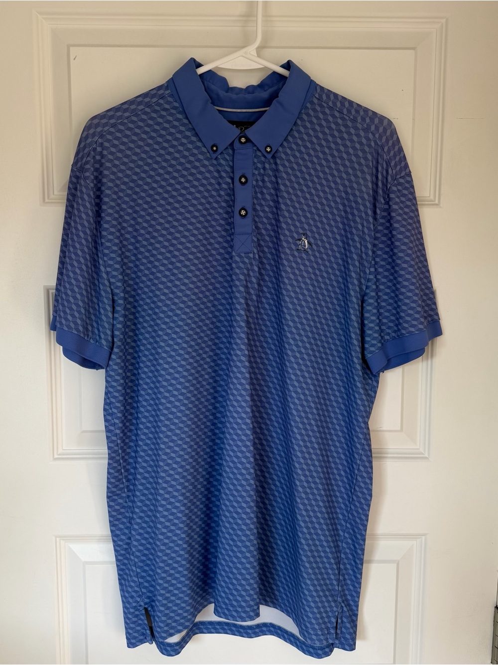 Original Penguin Blue Geometric Button-Down Polo